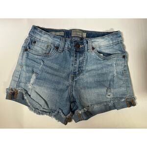 Lucky Brand Riley Short Light Wash Denim Cuffed Distressed Size 12